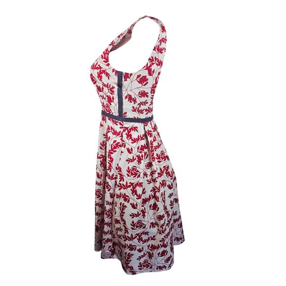 Hoss Intropia Novelity Red Maple Leaves Women's Business Casual Dress 38 - US 6 - Picture 2 of 6